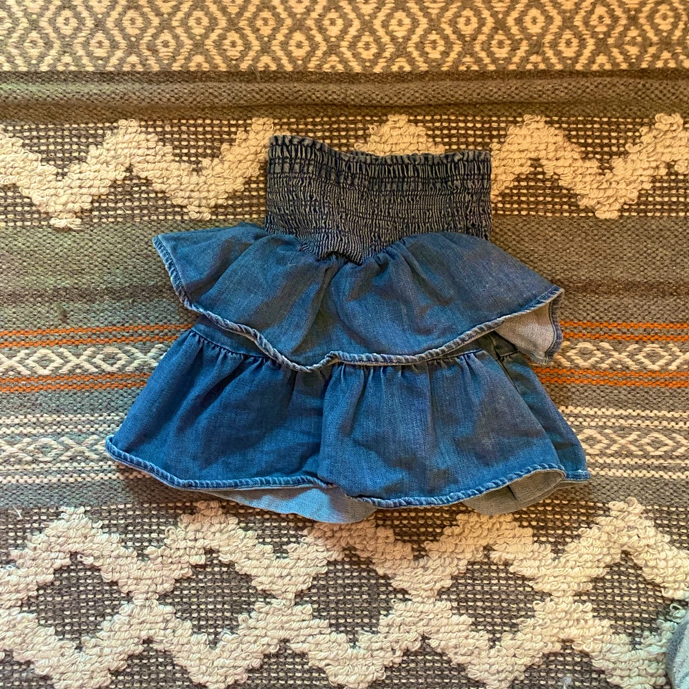 Aerie denim ruffle skirt